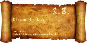 Klemm Britta névjegykártya